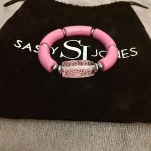 New Sassy Jones Pink and Patterned Beaded Bracelet